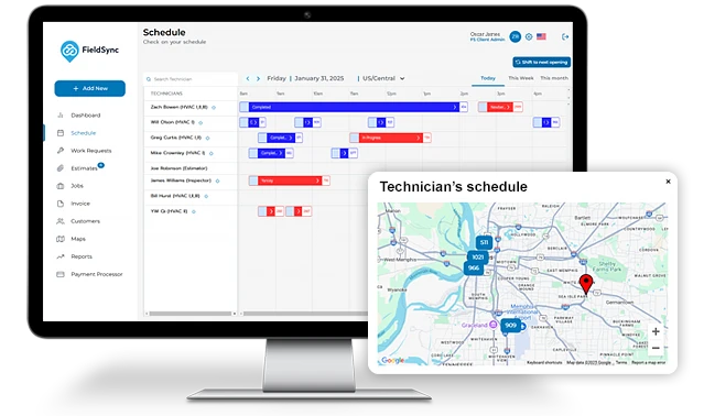 FieldSync Field services technician scheduling software